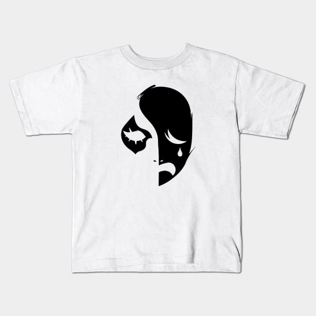 Sad Mask - Black Kids T-Shirt by Darasuum